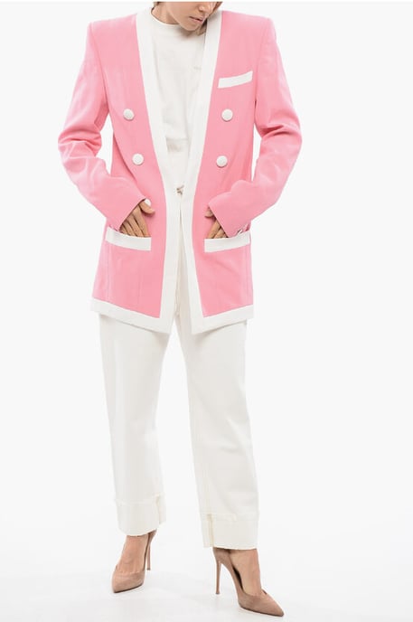 Strukturierte Crêpe de Chine-Jacke in Pink - Image 4