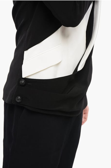 Doppellagiger DECONSTRUCTED Blazer mit Schalkragen in Schwarz & Weiß - Image 3