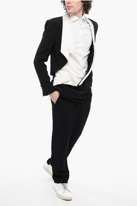 Doppellagiger DECONSTRUCTED Blazer mit Schalkragen in Schwarz & Weiß - Image 4