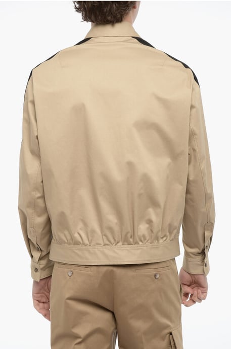 Baumwoll-Overshirt mit kontrastierenden Seitenbändern in Beige - Image 2