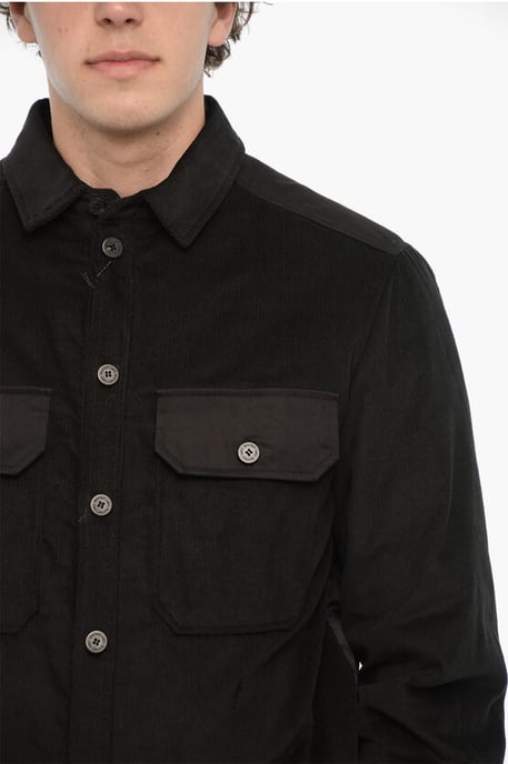 Cord-Overshirt mit Steppeinsatz hinten in Schwarz - Image 3