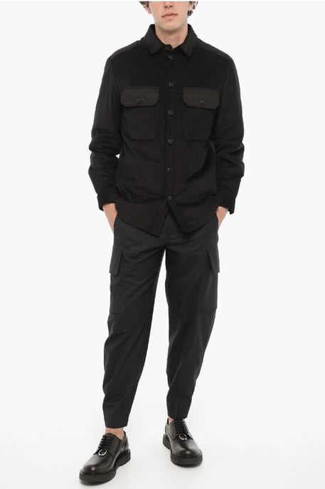 Cord-Overshirt mit Steppeinsatz hinten in Schwarz - Image 4