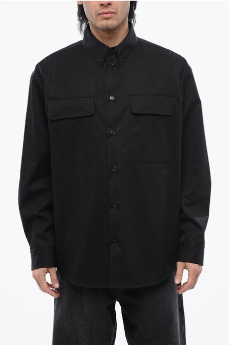 Utility-Overshirt mit Knopfleiste in Schwarz - Image 1