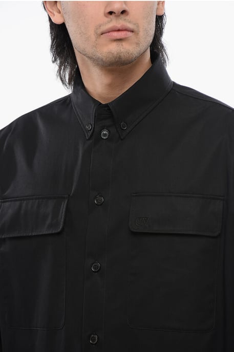 Utility-Overshirt mit Knopfleiste in Schwarz - Image 3