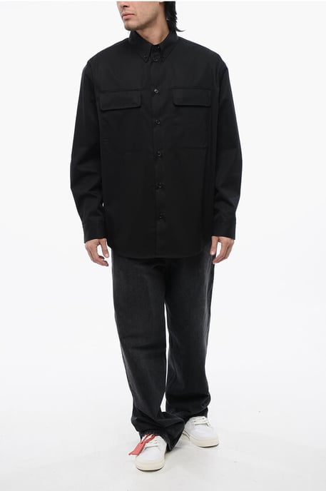 Utility-Overshirt mit Knopfleiste in Schwarz - Image 4