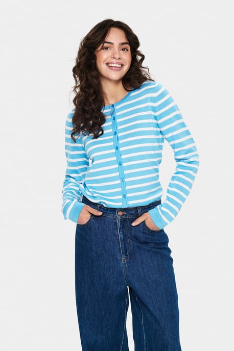 Strickjacke Gerade Passform blue white - Image 2