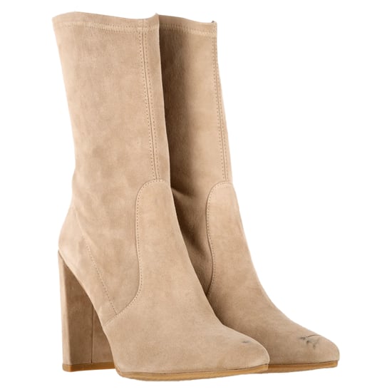Stuart Weitzman Blockabsatz Ankle Boots aus beigem Wildleder - Image 4