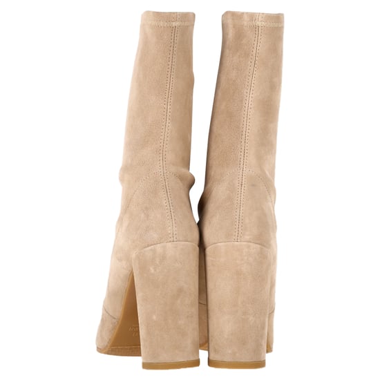 Stuart Weitzman Blockabsatz Ankle Boots aus beigem Wildleder - Image 5