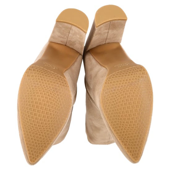 Stuart Weitzman Blockabsatz Ankle Boots aus beigem Wildleder - Image 6