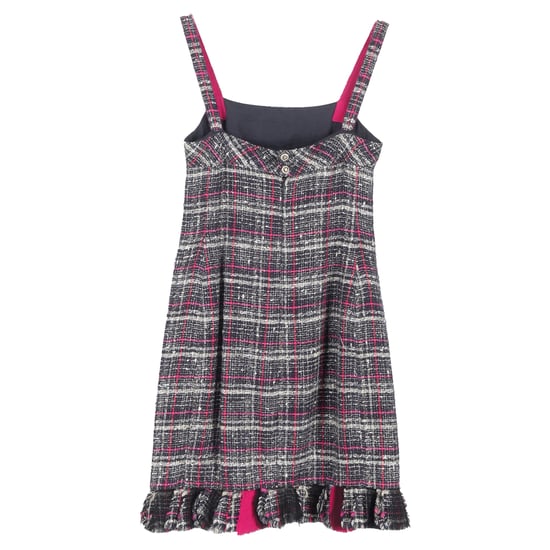 Chanel Karo Tweed Rüschensaum Mini-Kleid in grauer und rosa Baumwolle - Image 2