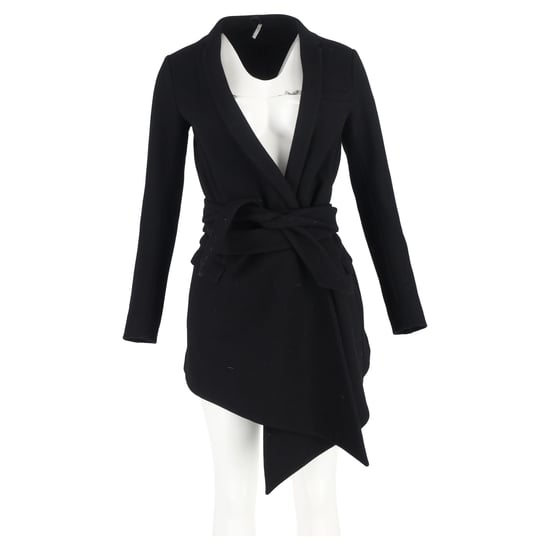 Dior Asymmetrischer Mantel Peacoat aus schwarzer Wolle - Image 4
