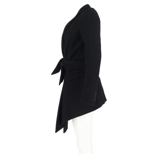 Dior Asymmetrischer Mantel Peacoat aus schwarzer Wolle - Image 5