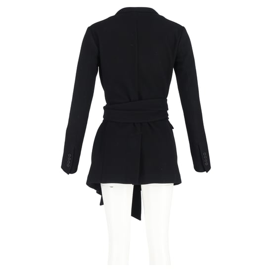 Dior Asymmetrischer Mantel Peacoat aus schwarzer Wolle - Image 6