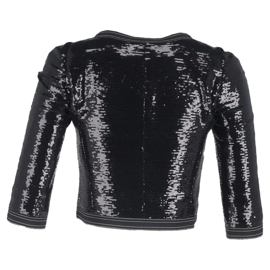 Chanel Zip-Wende-Pailletten-Cropped-Blazer aus schwarzem Polyester - Image 3