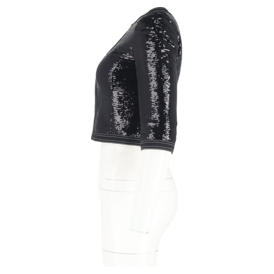 Chanel Zip-Wende-Pailletten-Cropped-Blazer aus schwarzem Polyester - Image 5