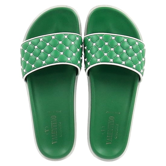 Valentino Garavani Gesteppte Pantoletten „Rockstud“ aus grünem Leder - Image 4