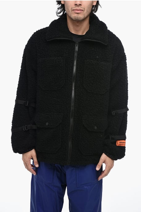 POLAR FLEECE-Jacke mit Logo und Schnallendetail in Schwarz - Image 1