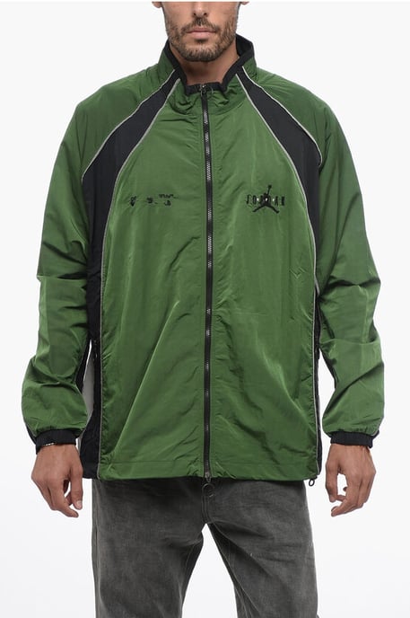 OW X JORDAN Trainings-Windjacke aus Nylon mit Frontreißverschluss in Grün - Image 1