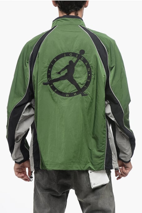 OW X JORDAN Trainings-Windjacke aus Nylon mit Frontreißverschluss in Grün - Image 2