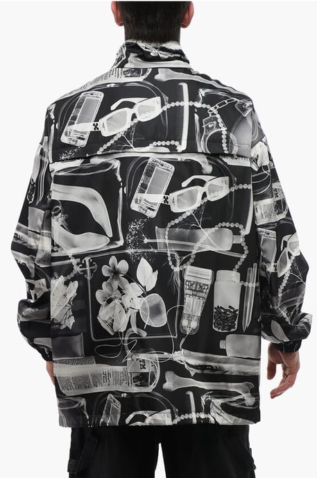 XRAY-Windjacke aus Nylon mit abnehmbarer Kapuze in Schwarz und Weiß - Image 2