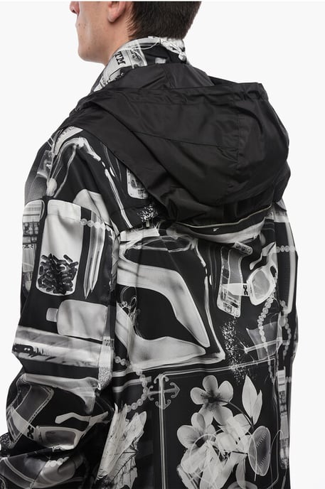 XRAY-Windjacke aus Nylon mit abnehmbarer Kapuze in Schwarz und Weiß - Image 4