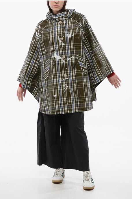 Plaid Check Nylon HAWTHORN Kapuzenumhang in Militärgrün - Image 4