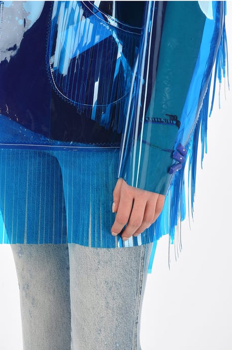 Westernjacke aus PVC mit Fransen in Blau - Image 3