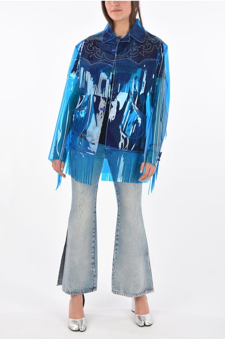 Westernjacke aus PVC mit Fransen in Blau - Image 4