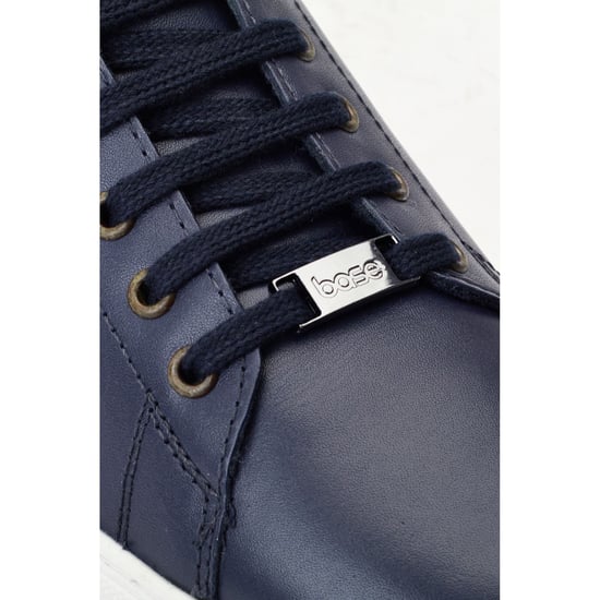 Base London Tucker Leder Herren Sneakers in Marineblau - Image 6