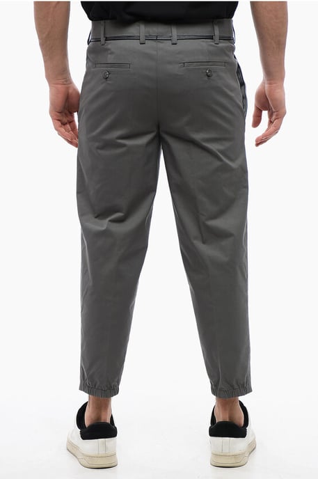 Chinohose aus Baumwollmischung mit elastischen Bündchen in Grau - Image 2