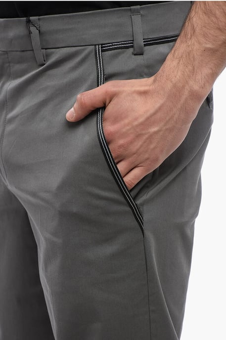 Chinohose aus Baumwollmischung mit elastischen Bündchen in Grau - Image 3