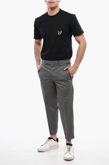 Chinohose aus Baumwollmischung mit elastischen Bündchen in Grau - Image 4