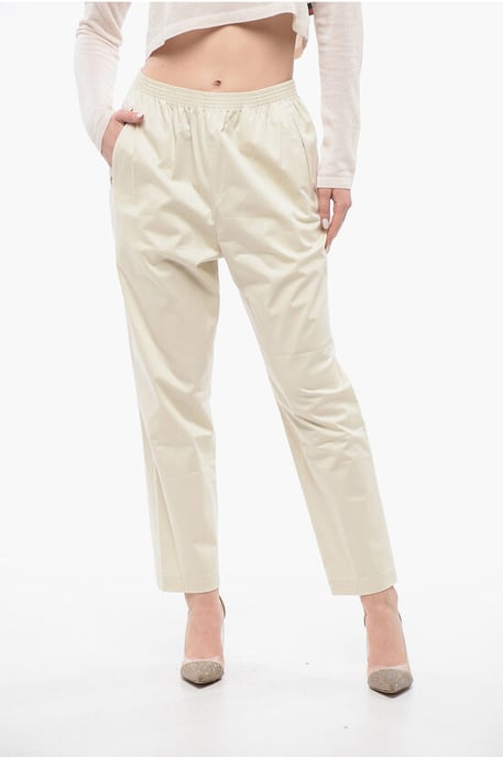 Baumwoll-MILITARY-Chinos mit elastischem Bund in Beige - Image 1
