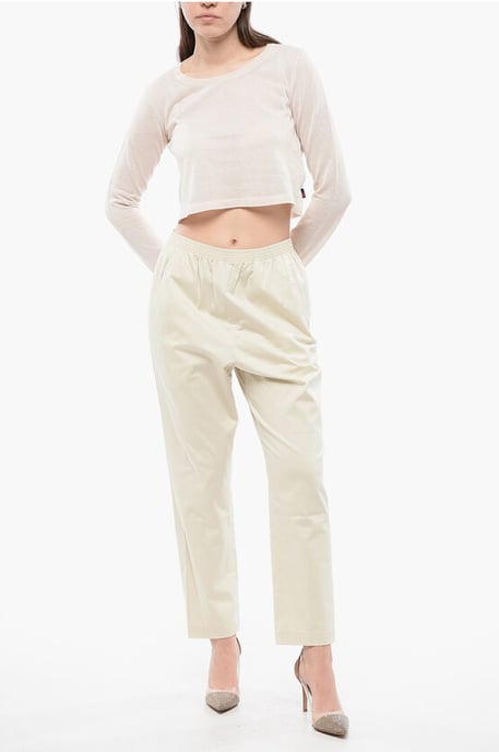 Baumwoll-MILITARY-Chinos mit elastischem Bund in Beige - Image 4