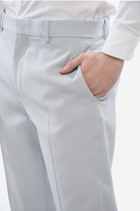 Off-White Chinohose aus Schurwolle mit Reißverschluss am Knöchel - Hellblau - Image 3