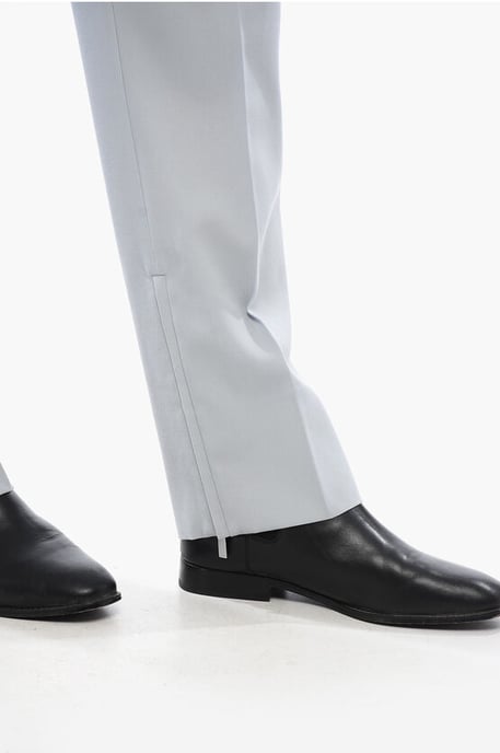 Off-White Chinohose aus Schurwolle mit Reißverschluss am Knöchel - Hellblau - Image 4