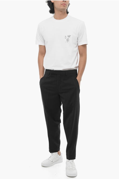 Einfarbige Slim Fit-Chinohose mit verstellbarem Knöchel in Schwarz - Image 4