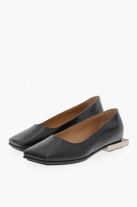 MM22 Lackleder-Ballerinas mit quadratischem Absatz in Schwarz - Image 1