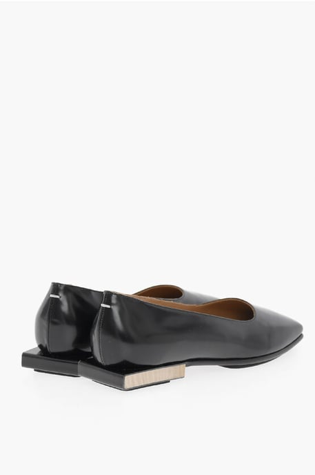 MM22 Lackleder-Ballerinas mit quadratischem Absatz in Schwarz - Image 2