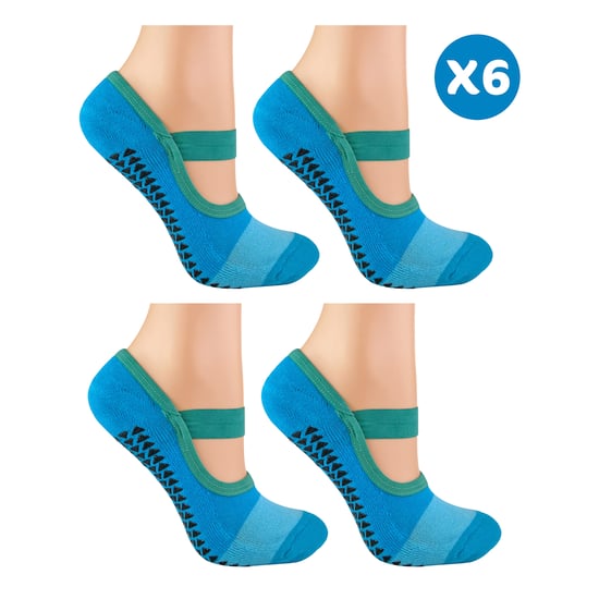 6er-Pack Damen Anti-Rutsch Yoga-Socken mit Riemen - Image 1