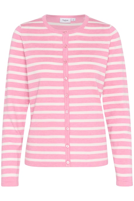 Strickjacke Gerade Passform pink white - Image 4