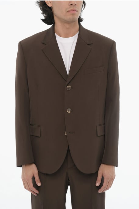 Slim Fit Anzug mit 3 Knöpfen und Seitenschlitzen, Revers, in Braun - Image 2