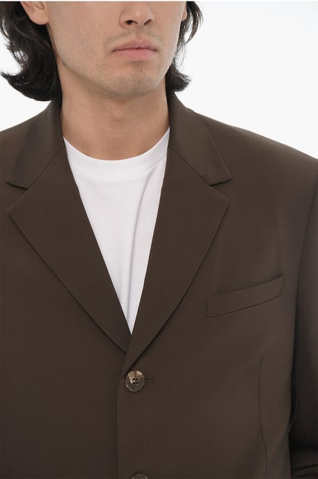Slim Fit Anzug mit 3 Knöpfen und Seitenschlitzen, Revers, in Braun - Image 3
