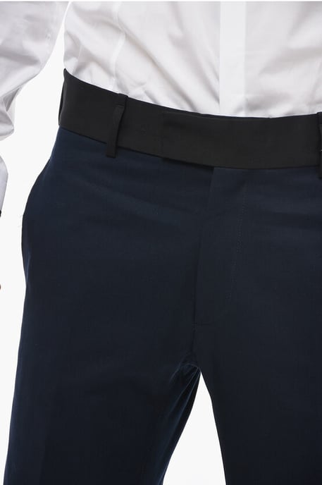 Slim Fit TOM Hose mit kontrastierenden Kanten und Knöchelknöpfen in Blau - Image 3