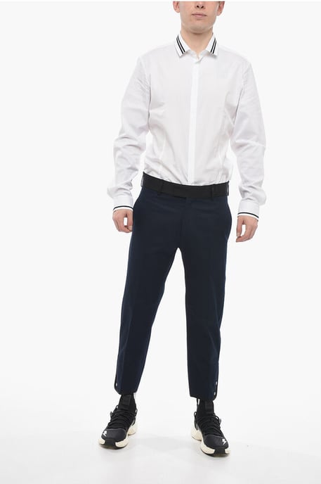 Slim Fit TOM Hose mit kontrastierenden Kanten und Knöchelknöpfen in Blau - Image 4