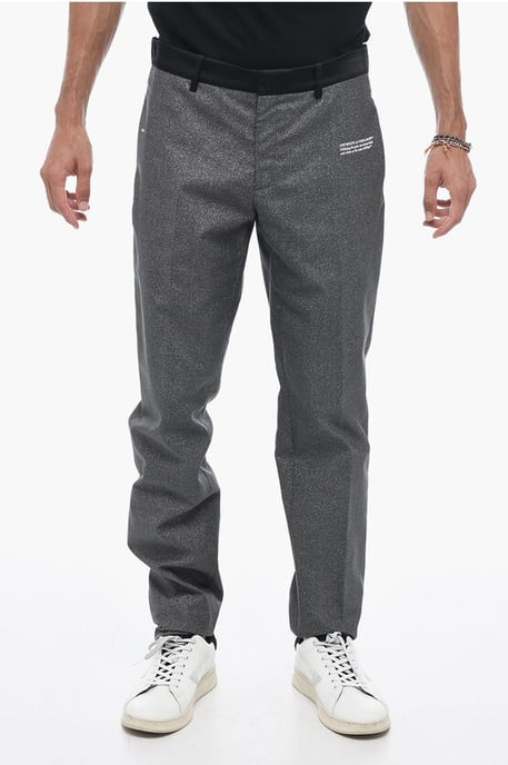 Glitzernde Schneiderhose mit Satindetails in Silber - Image 1