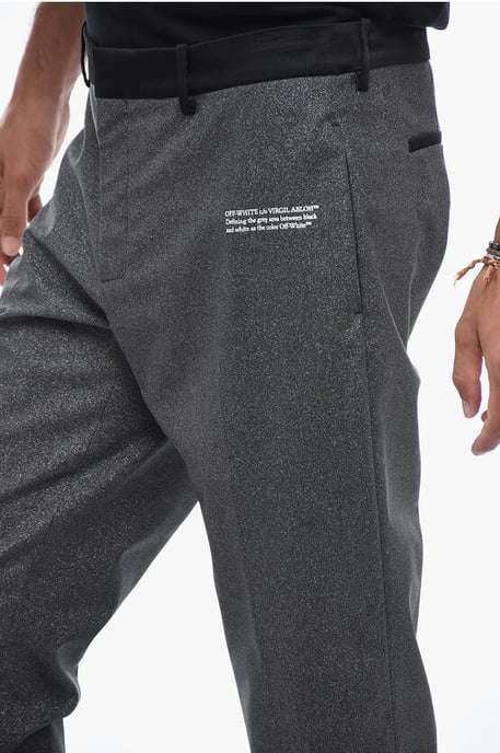 Glitzernde Schneiderhose mit Satindetails in Silber - Image 2
