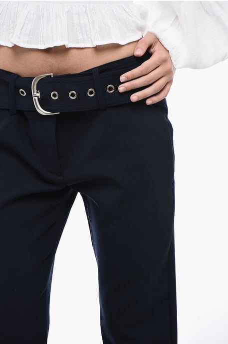 Low-Waist-Hose mit Plissee-Detail in Mitternachtsblau - Image 3