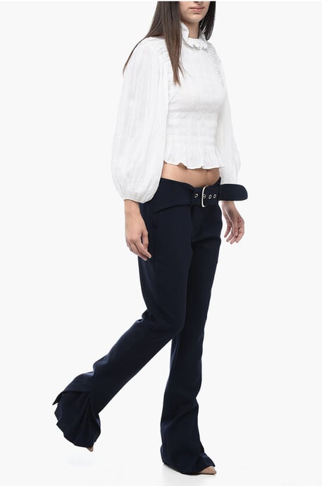 Low-Waist-Hose mit Plissee-Detail in Mitternachtsblau - Image 4