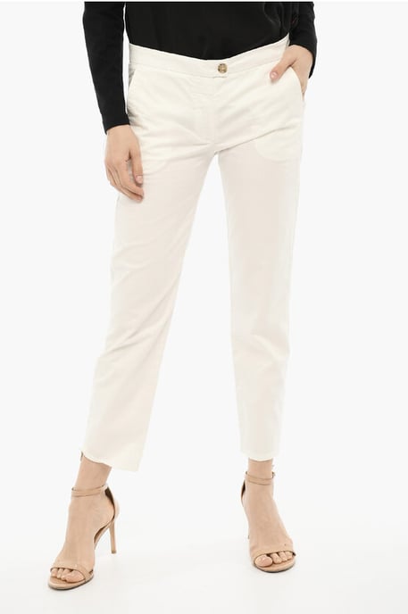 Regular Fit-Hose mit geschlitztem Knöchel in Weiß - Image 1